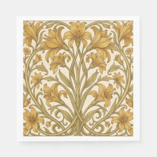 Serviette En Papier Conception florale vintage de William Morris Golde