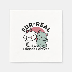 Serviette En Papier Conception "Fur-Real Friends Forever"