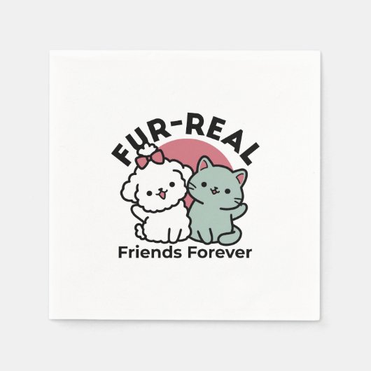 Serviette En Papier Conception "Fur-Real Friends Forever" (Devant)