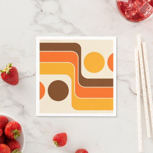 Serviette En Papier Conception géométrique du style rétro de la mi-ann (En situation)