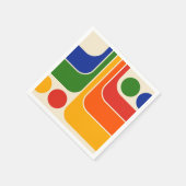 Serviette En Papier Conception géométrique du style rétro de la mi-ann (Coin)