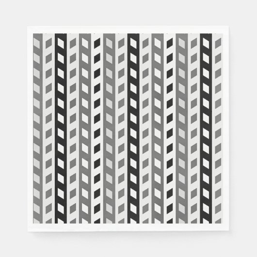 Serviette En Papier Conception géométrique, gris, noir, blanc, (Devant)