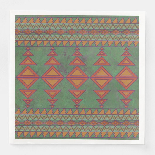 Serviette En Papier Conception géométrique verte Sagebrush Sud-Ouest (Devant)