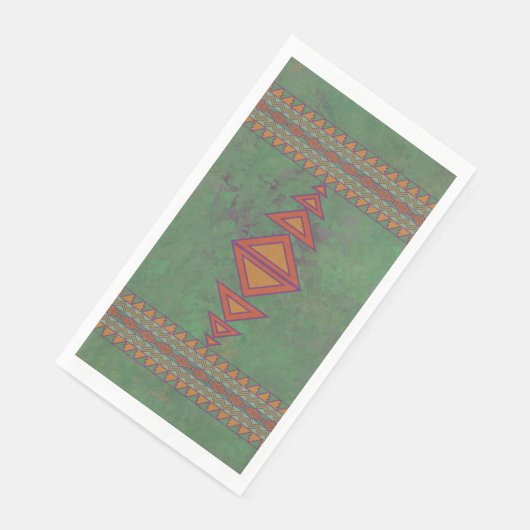 Serviette En Papier Conception géométrique verte Sagebrush Sud-Ouest (Coin)