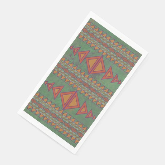 Serviette En Papier Conception géométrique verte Sagebrush Sud-Ouest (Coin)