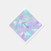 Serviette En Papier Conception iridescente sarcelle et violette, nom e (Coin)