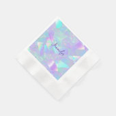 Serviette En Papier Conception iridescente sarcelle et violette, nom e (Coin)
