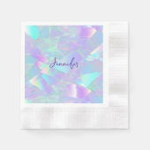 Serviette En Papier Conception iridescente sarcelle et violette, nom e (Devant)