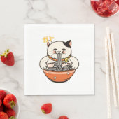 Serviette En Papier Conception Kawaii de Ramen de Chat (En situation)
