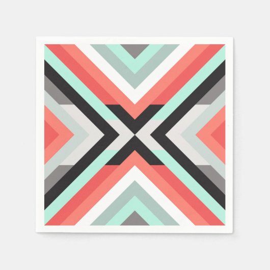 Serviette En Papier Conception moderne et tendance de corail à menthe (Devant)