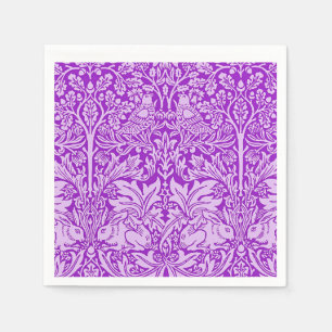 Serviette En Papier Conception Oiseaux et Lapins, lavande colorée,