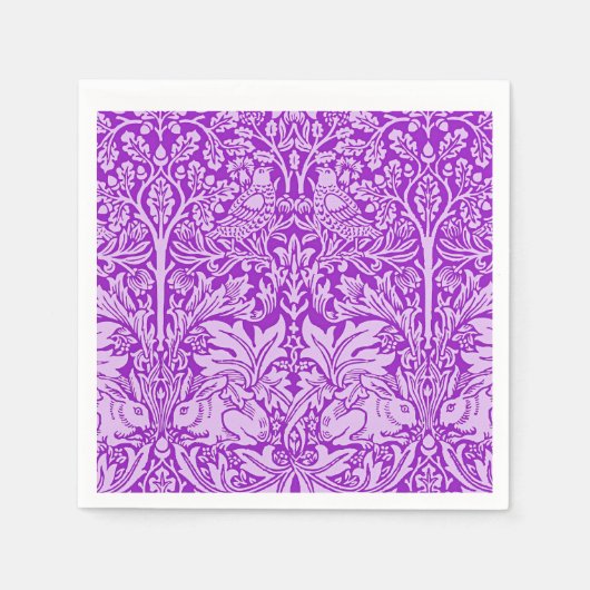 Serviette En Papier Conception Oiseaux et Lapins, lavande colorée, (Devant)