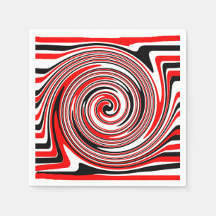 Serviette En Papier Conception psychédélique rouge blanc et noir