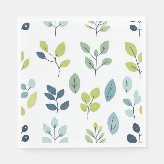 Serviette En Papier Conception simple de feuilles végétales vertes dou (Devant)
