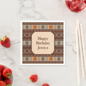 Serviette En Papier Conception sud-ouest Adobe Grey Brown Tribal Motif (En situation)
