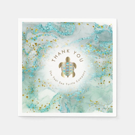 Serviette En Papier Conception turquoise des tortues de mer (Devant)