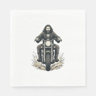 Serviette En Papier Conception vectorielle de motard vintage gravure_1