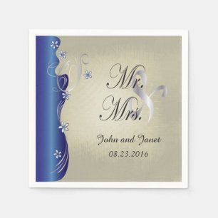 Serviette En Papier Conception vintage de courbe Sapphire et Argent