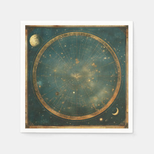 Serviette En Papier Conception vintage de la carte céleste lunaire (2)