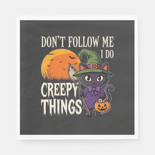 Serviette En Papier Conceptions de chat de sorcière d'Halloween de cho (Devant)