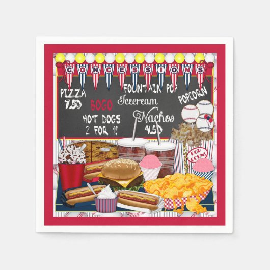 Serviette En Papier Concessions, PARTI PAPIER Rouge NAPKINS (Devant)