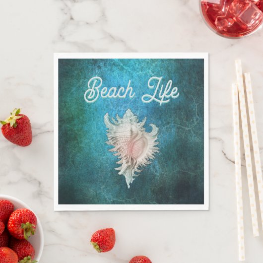 Serviette En Papier Conch Shell "Beach Life" (En situation)