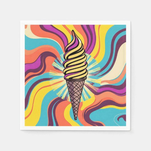 Serviette En Papier Cône de glace Art Pop Psychédélique (Devant)