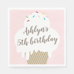 Serviette En Papier Cône de glace pour enfants Rose Fête d'anniversair