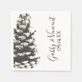 Serviette En Papier Cône de pin naturel sur Mariage blanc (Devant)