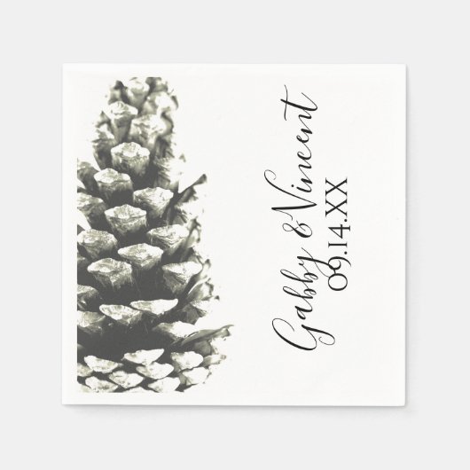 Serviette En Papier Cône de pin naturel sur Mariage blanc (Devant)