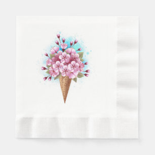 Serviette En Papier Cône rose Sakura crème glacée gaufre