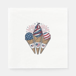 Serviette En Papier Cônes de glace patriotiques vintage Quatre Juillet
