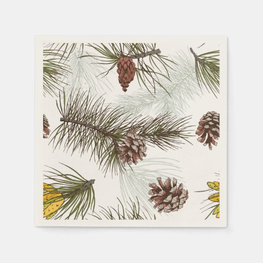 Serviette En Papier Cônes de pin d'automne (Devant)