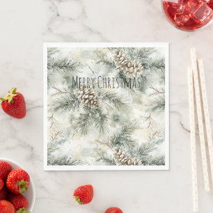 Serviette En Papier Cônes de pin verts Noël