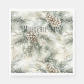Serviette En Papier Cônes de pin verts Noël (Devant)