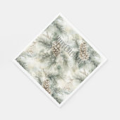 Serviette En Papier Cônes de pin verts Noël (Coin)
