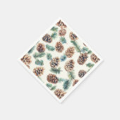Serviette En Papier cônes rustiques de pin de Noël (Coin)