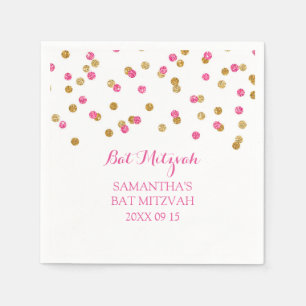 Serviette En Papier Confetti Bat mitzvah Personnalisé Napkin Mint or r