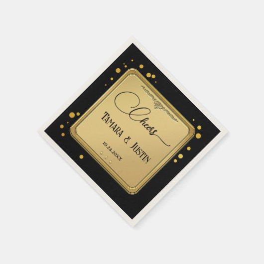 Serviette En Papier Confetti classique en or noir (Coin)