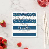 Serviette En Papier Confetti d'argent bleu Joyeux Napkin de Noël (En situation)