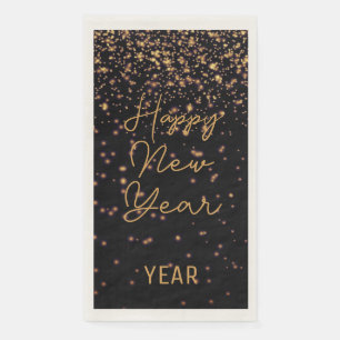 Serviette En Papier Confetti d'argent brillant du Nouvel An sur le noi