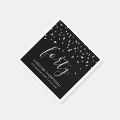 Serviette En Papier Confetti d'argent sur Black 40th Birthday Party (Coin)