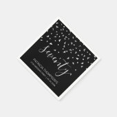 Serviette En Papier Confetti d'argent sur Black 70th Birthday Party (Coin)