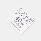 Serviette En Papier Confetti d'Argent Violet 40 & Fabuleux anniversair (Coin)