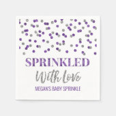 Serviette En Papier Confetti d'argent violet parsemé d'amour (Devant)