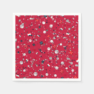 Serviette En Papier Confetti de baseball, NAPKINS DU PARTI Red PAPER