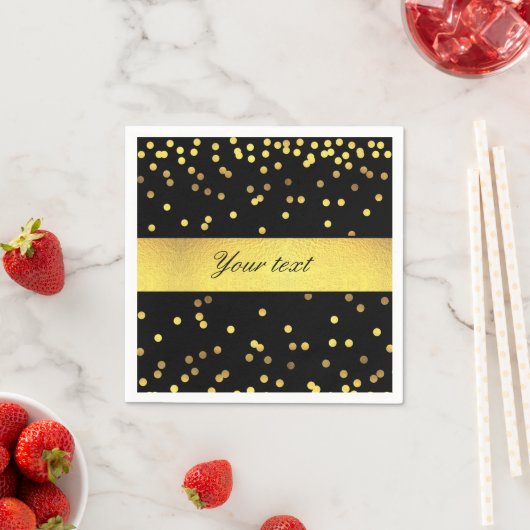 Serviette En Papier Confetti d'or classique Noir (En situation)