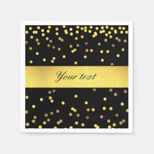 Serviette En Papier Confetti d'or classique Noir