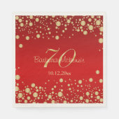 Serviette En Papier Confetti d'or sur rouge 70ème anniversaire (Devant)