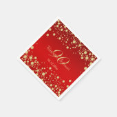 Serviette En Papier Confetti d'or sur rouge 90ème anniversaire (Coin)